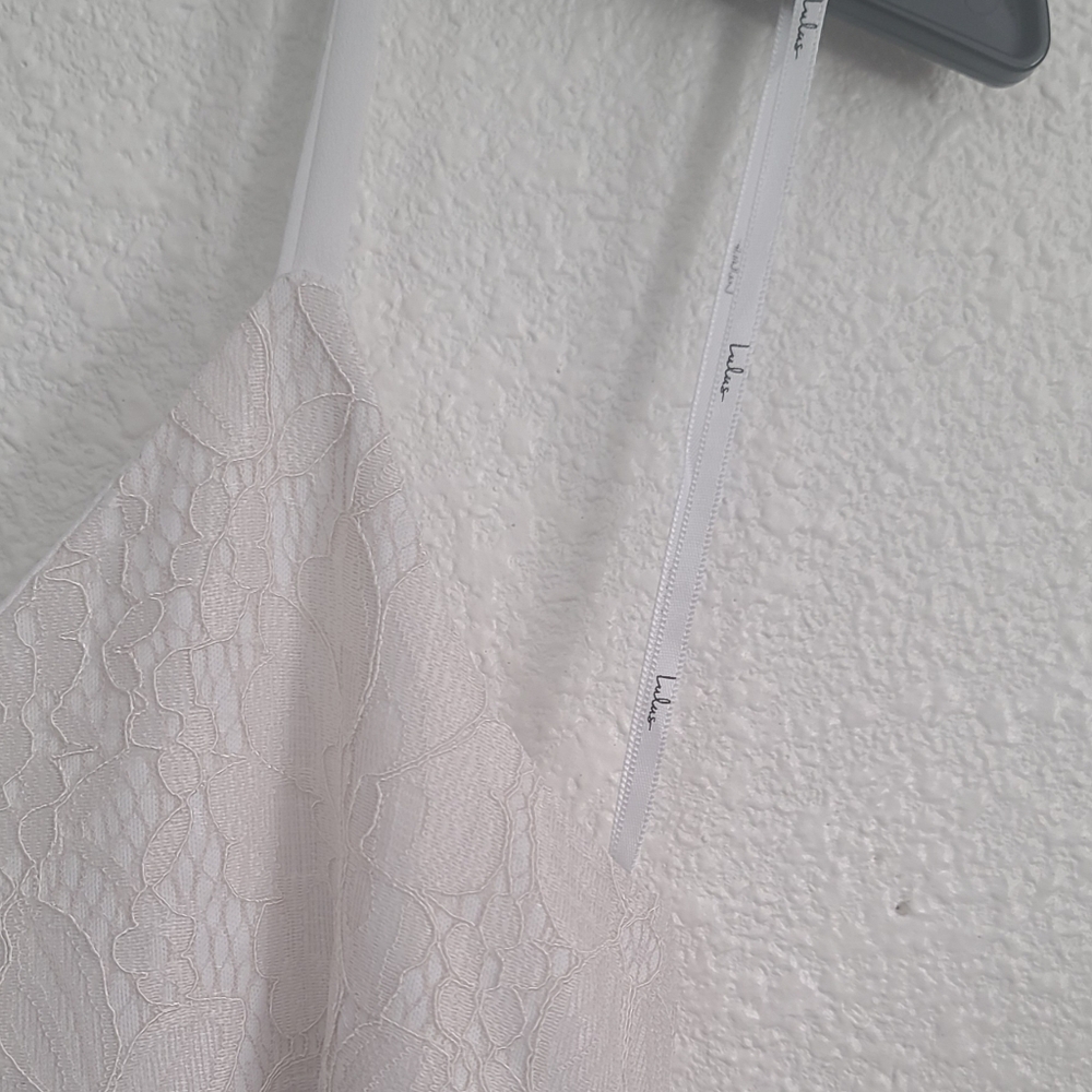Lulu's White Lace Spaghetti-Strap Fit-and-Flare Dress - Picture 4 of 9